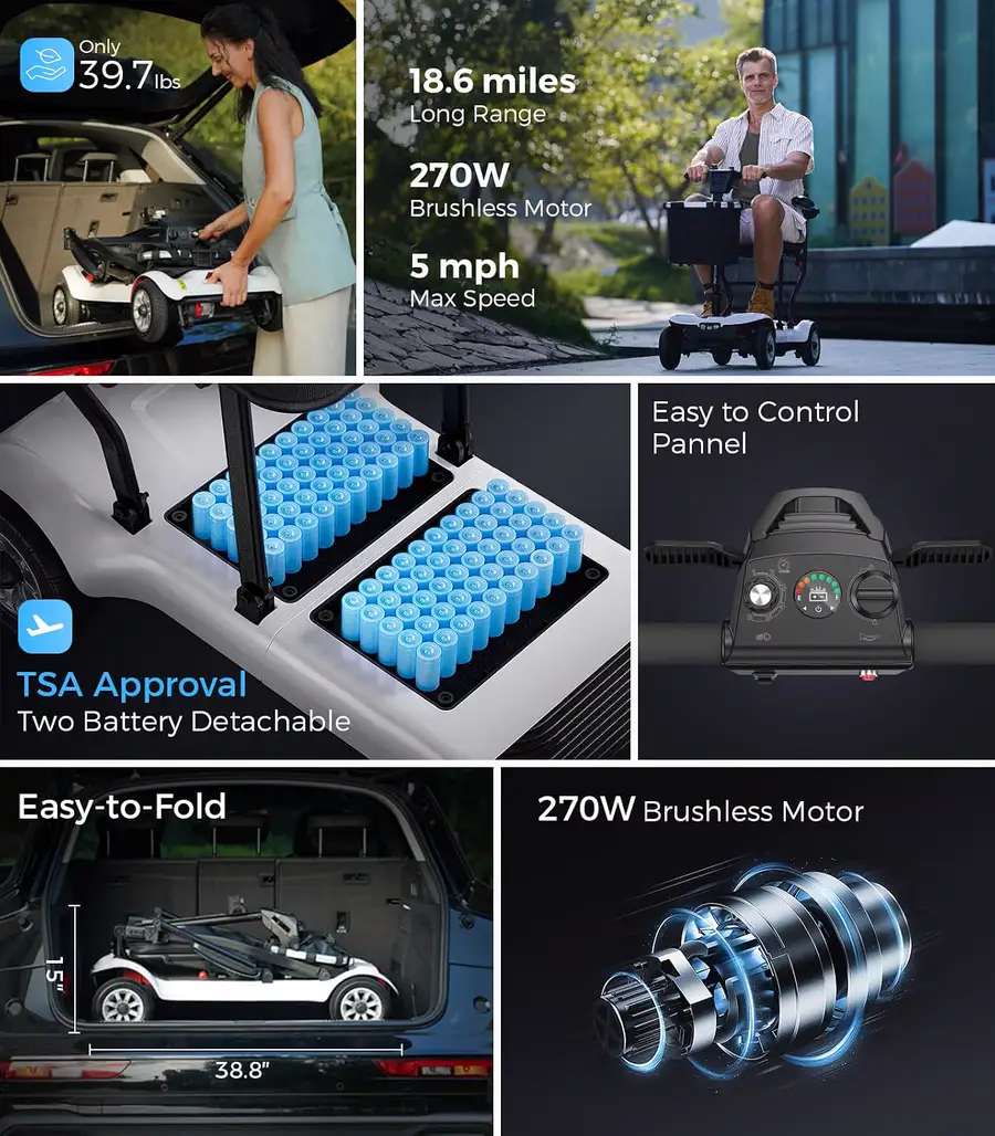 Paiseec D3 Lightweight Mobility Scooter thumbnail 2