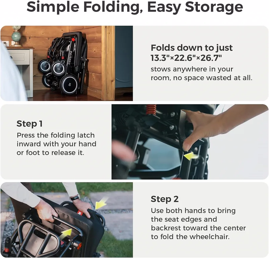 Paiseec Q3 Lightweight Folding Electric Wheelchair thumbnail 5